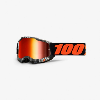 100 PROCENT GOGLE MODEL ACCURI 2 YOUTH JUNIOR GEOSPACE - MIRROR RED LENS - KOLOR CZARNY/BIAŁY/POMARAŃCZOWY SZYBKA CZERWONE LUSTRO