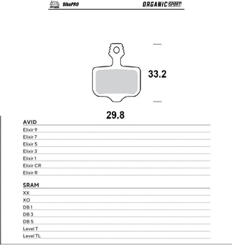 MOTO-MASTER WYPRZEDAŻ BIKE PRO KLOCKI HAMULCOWE ROWEROWE ORGANICZNE SPORT PASUJE DO AVID ELIXIR 9 / 7 / 5 / 3 / 1 / CR / R, SRAM XX, XO,DB1,DB 3, DB 5, LEVELT, LEVEL TL