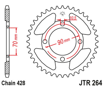 JT ZĘBATKA TYLNA JTR264 45 HONDA CT 110 '99-00' (AUSTRALIA) (26445JT) (ŁAŃC.428) NA ZAMÓWIENIE