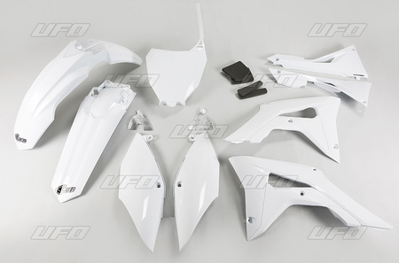 UFO KOMPLET PLASTIKÓW HONDA CRF 250R '18-'21, CRF 450R '17-'20 Z OSŁONAMI FILTRA POWIETRZA KOLOR BIAŁY (HO123E041)