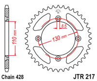 JT ZĘBATKA TYLNA 249 49 HONDA CR80 '86-02', CR85 '03-07' (24949JT) (ŁAŃC.428)