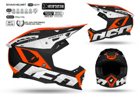 UFO KASK ECHUS CROSS KOLOR CZARNY/BIAŁY/POMARAŃCZOWY FLUO ROZMIAR L ( ECE 22R06 ) - KOLEKCJA 2024