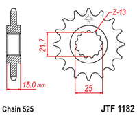JT ZĘBATKA PRZEDNIA 2082 15 TRIUMPH TT/DAYTONA/SPEED FOUR 600 '00-05' DAYTONA 650 '05, (208215JT) (ŁAŃC. 525)