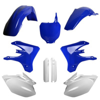 POLISPORT KOMPLET PLASTIKÓW (FULL KIT) YAMAHA YZ 250F '03-'04; YZ 450F '03-'04 W ZESTAWIE TABLICA PRZEDNIA (8658000001) I OSŁONY AMORTYZARORÓW (8392000001) KOLOR NIEBIESKI BIAŁY OEM