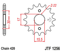 JT ZĘBATKA PRZEDNIA 332 16 HONDA CRF 50F '04-'12, XR 50 '00-'03 (33216JT) (ŁAŃC. 420)