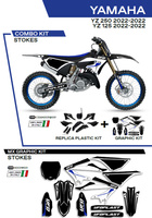 UFO KOMPLET PLASTIKÓW YAKIT324001 PLUS KOMPLET NAKLEJEK (OKLEIN) YAMAHA YZ 125/250 '22 W ZESTAWIE PRZEDNIA TABLICA (YA04860) ORAZ OSŁONY AMORTYZATORÓW (YA04814) STOKES KOLOR CZARNY - WYPRZEDAŻ