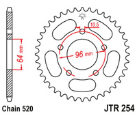 JT ZĘBATKA TYLNA 254 43 HONDA CBF 250 '04-'07 (25443JT) (ŁAŃC. 520)