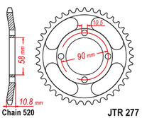JT ZĘBATKA TYLNA 274 45 HONDA XL 200 PARIS-DAKAR '84-90' (27445JT) (ŁAŃC.520)