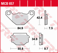 TRW ZF KLOCKI HAMULCOWE KH173 ORGANIC APRILIA SX 125 '08-'14, GILERA EGALET 50 '95-'99, MUZ BAGHIRA/MASTIFF 660 '97-'07, SUPERMOTO 660 '06-'08, SACHS 50/125 '95'-'02, ROADSTER 650 '00-'02 TYŁ