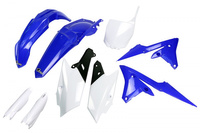 UFO KOMPLET PLASTIKÓW (FULL KIT) Z OSŁONAMI TELESKOPÓW (AMORTYZATORÓW) YAMAHA YZF 250 '14-'18, YZF 450 '14-'17 KOLOR OEM '18 (NIEBIESKI/BIAŁY/CZARNY) (YA318E999K)