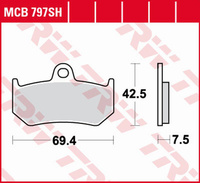 TRW ZF KLOCKI HAMULCOWE KH320 SINTER STREET MV AUGUSTA F4 BRUTALE/STRADA/SPR 750 '00-'05, F3 800RC/RR '16-, BRUTALE 910 '05-'09, F4 1000 '04-, BRUTALE 1090 '10-'17 TYŁ