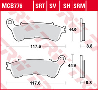 TRW ZF KLOCKI HAMULCOWE KH388 ORGANIC HONDA CBF 500 04-08, CBF 600 04-15, NT 700 V 06-13, XL 700 V 08-13, XL 1000 V 04-13, SUZUKI BURGMAN 125 07-13, PRZÓD