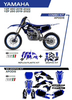 UFO KOMPLET PLASTIKÓW YAKIT321089 PLUS KOMPLET NAKLEJEK (OKLEIN) YAMAHA YZF 250 '19-'22; YZF 450 '18-'22 W ZESTAWIE PRZEDNIA TABLICA (YA04860) ORAZ OSŁONY AMORTYZATORÓW (YA04814) APODIS KOLOR NIEBIESKI - WYPRZEDAŻ
