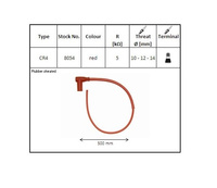 NGK FAJKA NA ŚWIECE GUMOWA KĄTOWA (90) PRZEWÓD 50 CMM KOLOR CZERWONY Z NAKRĘTKĄ (NR 8054) WODOODPORNA