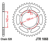 JT ZĘBATKA TYLNA 4538 46 HYOSUNG GT 250 '04-15' (453846JT) (ŁAŃC. 520)