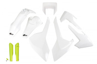 UFO KOMPLET PLASTIKÓW (FULL KIT) Z OSŁONAMI TELESKOPÓW (AMORTYZATORÓW) HUSQVARNA TX/TE/FE '17-'19 Z OSŁONĄ LAMPY KOLOR OEM (BIAŁY) (HU621E999W)