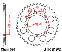 JT ZĘBATKA TYLNA 819 41 SUZUKI GZ 250 MARAUDER (99-10), GN 250 (82-99) (81941JT) (ŁAŃC. 520)
