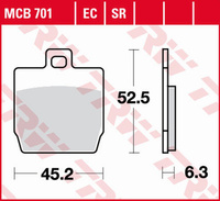 TRW ZF KLOCKI HAMULCOWE KH268 ECO ORGANIC YAMAHA NS 50 AEROX '13-, YQ 50 AEROX '97-'12,PRZÓD, YAMAHA EW 50 SLIDER '00-'06, MBK 350 QUADRO 3/QUADRO 4 '15-, TYŁ