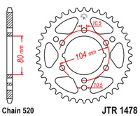 JT ZĘBATKA TYLNA 4578 34 POLARIS 250 CYCLONE/TRAIL BLAZER (457834JT) (MOŻNA STOSOWAĆ ZAMIAST 478 36 JTR478.34) (ŁAŃC. 520)