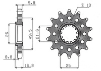 SUNSTAR ZĘBATKA PRZEDNIA 2093M 14 KAWASAKI ZX6R '03-'06 (JTF1307.14) (ŁAŃC. 520) (2093M14JT)