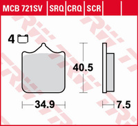 TRW ZF KLOCKI HAMULCOWE KH604/4 SINTER ROAD/TRACK APRILIA RSV 1000 MILE/R '01-'03, RSV 1000R '04-'10, DUCATI 748/749/996/998/999 '01-'07, KTM 690 SM/SMC '08-'16, LC8 950/990 SUPERMOTO '05-'13, TRIUMPH SPEED TRIPLE 1050 '08-'15 PRZÓD