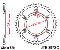 JT ZĘBATKA TYLNA 899 50 KTM SX/EXC ULTRALIGHT SAMOOCZYSZCZAJĄCA (89950JTSC) (ŁAŃC. 520)