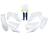UFO KOMPLET PLASTIKÓW (FULL KIT) Z OSŁONAMI TELESKOPÓW (AMORTYZATORÓW) HUSQVARNA TC 125/250 '19-'22, FC 250/350/450 '19-'22 KOLOR OEM '22 (BIAŁY)