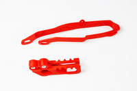 UFO KOMPLET ŚLIZG + PROWADNICA ŁAŃCUCHA HONDA CR 125/250 '00-04, CRF 250R/X '04, CRF 450R '02-04, KOLOR CZERWONY