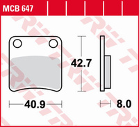 TRW ZF KLOCKI HAMULCOWE KH257 ORGANIC CAGIVA CITY 50 '92-'97, DAELIM SJ 50 FIVE '01-'12, SYM ORBIT 50/125 '07-'09 PRZÓD, DAELIM SN 125 B-BONE '12-'16 TYŁ