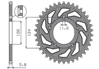 SUNSTAR ZĘBATKA TYLNA 4444 38 DUCATI MONSTER / ABS 821 '15- 20, PANIGALE 899 898 '14-15, SCRAMBLER ABS 800 '15-16 (JTR746.38) (ŁAŃC.520)