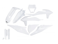 UFO KOMPLET PLASTIKÓW (FULL KIT) Z OSŁONAMI TELESKOPÓW (AMORTYZATORÓW) KTM EXC 125 '20-'21, EXC 250 / 300 TPI '20-'23, EXC-F 250 / 350 / 450 / 500 '20-'23 KOLOR OEM BIAŁY