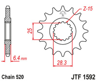 JT ZĘBATKA PRZEDNIA 2168 16 YAMAHA YFZ 450/YFM 700 RAPTOR '06-'19 (216816JT) (ŁAŃC. 520)