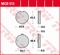 TRW ZF KLOCKI HAMULCOWE KH056 ORGANIC SUZUKI GP 125 '77-'84, HYOSUNG GA/GF/GS 125 '97-'03 PRZÓD