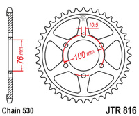 JT ZĘBATKA TYLNA 816 52 SUZUKI GSX 1100F '88-96 KONWERSJA (81652JT) (ŁAŃC. 530)