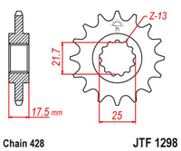 JT ZĘBATKA PRZEDNIA 2048 17 HONDA CBR 250 '90-00' VT/VTR 250 '89-90' (204817JT) (ŁAŃC. 428)