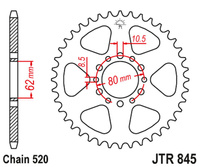 JT ZĘBATKA TYLNA 845 40 YAMAHA YZ 100 '76-77, SR 250 '85-96 (84540JT) (ŁAŃC. 520) NA ZAMÓWIENIE