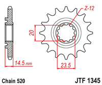 JT ZĘBATKA PRZEDNIA Z GUMĄ HONDA CRF 450 L-K '19 (JTF1345.13RB)* (ŁAŃC. 520)