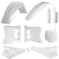 POLISPORT KOMPLET PLASTIKÓW (FULL KIT) YAMAHA YZ 125/250 '93-'95 W ZESTAWIE TABLICA PRZEDNIA (8674000001) I OSŁONY AMORTYZARORÓW (8496400001) KOLOR BIAŁY OEM