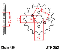 JT ZĘBATKA PRZEDNIA 261 15 HONDA MBX/MTX 50 (26115JT) (ŁAŃC. 420)