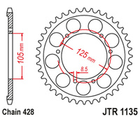 JT ZĘBATKA TYLNA APRILIA SX 125 '18-'23 (JTR1135.62)* (ŁAŃC. 428)