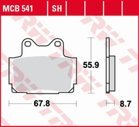 TRW ZF KLOCKI HAMULCOWE KH104 SINTER STREET YAMAHA FZR 250 '87-'88, TZR '85-'92, FZ 600 '86-'87, FZS 600 FAZER '98-'03, XJ 600N/S DIVERSION '92-'03 TYŁ