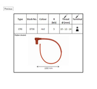 NGK FAJKA NA ŚWIECE GUMOWA KĄTOWA (NR 8736) (90) PRZEWÓD 50 CMM KOLOR CZERWONY Z NAKRĘTKĄ