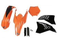 UFO KOMPLET PLASTIKÓW (FULL KIT) Z OSŁONAMI TELESKOPÓW (AMORTYZATORÓW) KTM SX/SXF '07-'10 KOLOR OEM (POMARAŃCZOWY/CZARNY) (KT506E999)