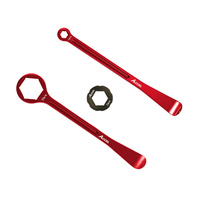 ACCEL KOMPLET ŁYŻEK DO OPON ALU KUTE Z KLUCZAMI OCZKOWYMI 32, 22, 12, 10 MM KOLOR CZERWONY