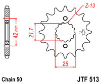 JT ZĘBATKA PRZEDNIA 566 18 SUZUKI GSF 1250 '07-'13, GSX 1400 '01-'08 (ŁAŃC. 530) - PATRZ 51318JT (JTF513.18)