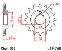 JT ZĘBATKA PRZEDNIA 2050 15 Z GUMĄ DUCATI 796/916/944/996 (205015JTRB) (ŁAŃC. 525)