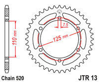 JT ZĘBATKA TYLNA 1514 44 CAGIVA 125 FRECCIA '88-'89, BLUES '87-'95 (151444JT) (ŁAŃC. 520) NA ZAMÓWIENIE
