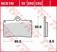 TRW ZF KLOCKI HAMULCOWE KH095 ORGANIC APRILIA RS4 125 '11-'16, DUCATI MONSTER 600 '94-'98, KTM DUKE 620 '94-'98, MOTO GUZZI CALIFORNIA 1100 '98-'05, V11 '97-'01, YAMAHA TZR 125 '91-'95, SZR 660 '95-'98 PRZÓD