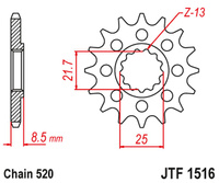 JT ZĘBATKA PRZEDNIA 2179 15 KAWASAKI ZX 10R 04-18 (217915JT) (PRZEJŚCIE NA ŁAŃCUCH 520)