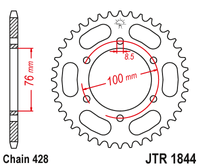 JT ZĘBATKA TYLNA 4513 52 YAMAHA YZF 125R '19-22, MT 125 15-23 (+4) (451352JT)* (ŁAŃC. 428)